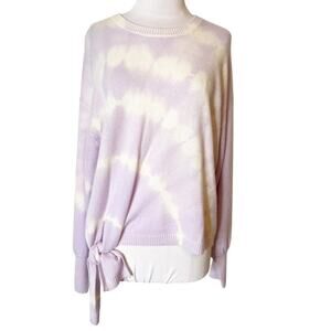 NWT Repeat cashmere silver edition tie dye side knot lilac organic sweater sz L